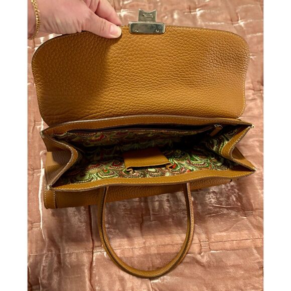 Vintage Dooney & Bourke Flap Lock Key Leather Medium Satchel Handbag Purse - Picture 16 of 16